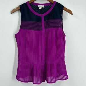 Greylin Purple Semi-Sheer Peplum Blouse Medium